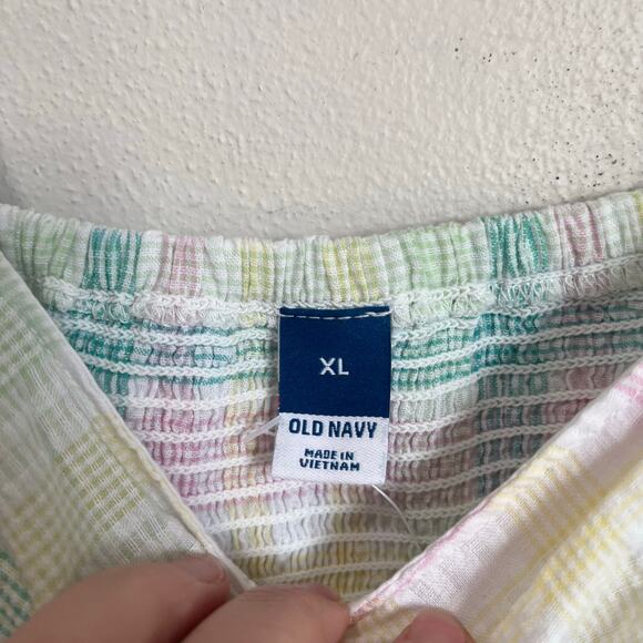 Old Navy Pastel Plaid Puff Sleeve Top Size XL - Picture 8 of 10